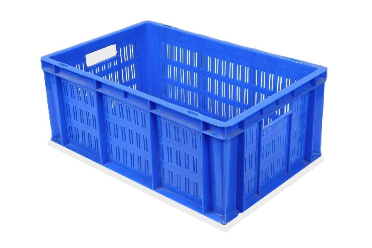 Blue ventilated plastic crate in UAE