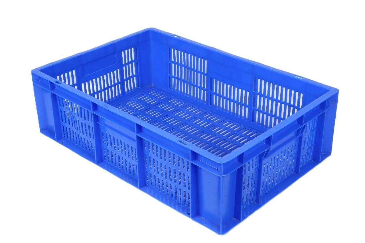 Blue ventilated plastic crate in UAE