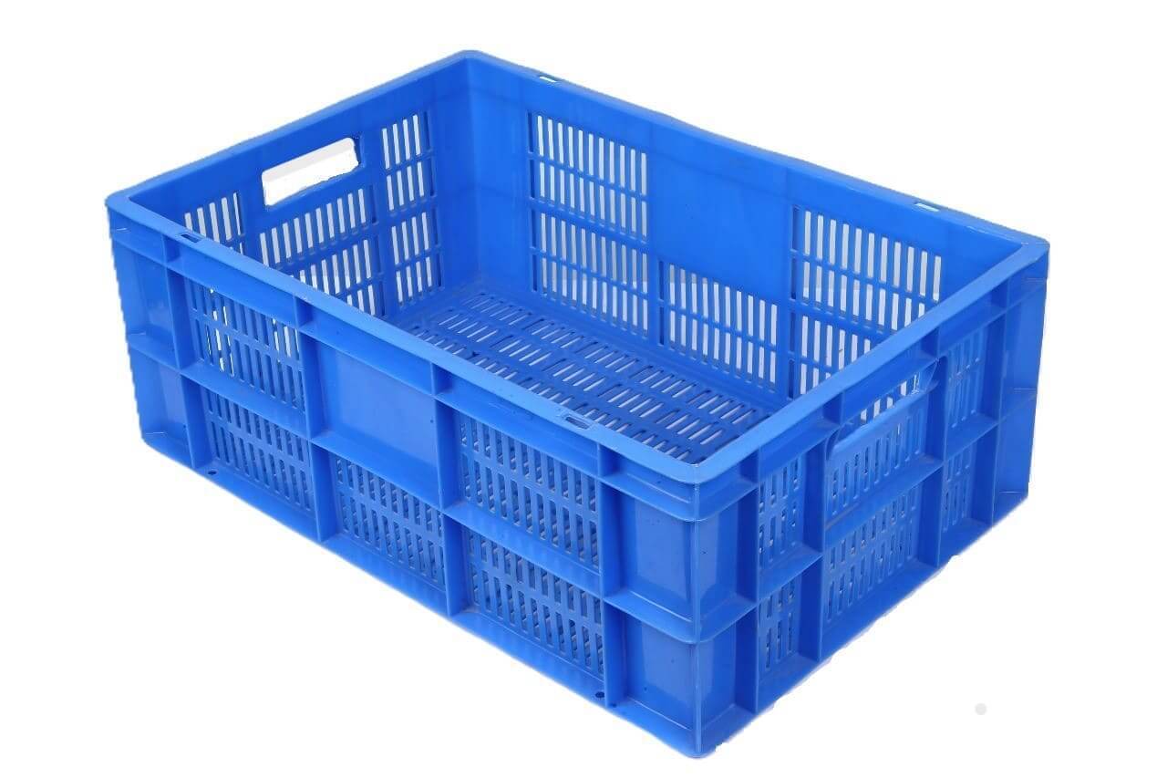 Blue ventilated plastic crate in UAE