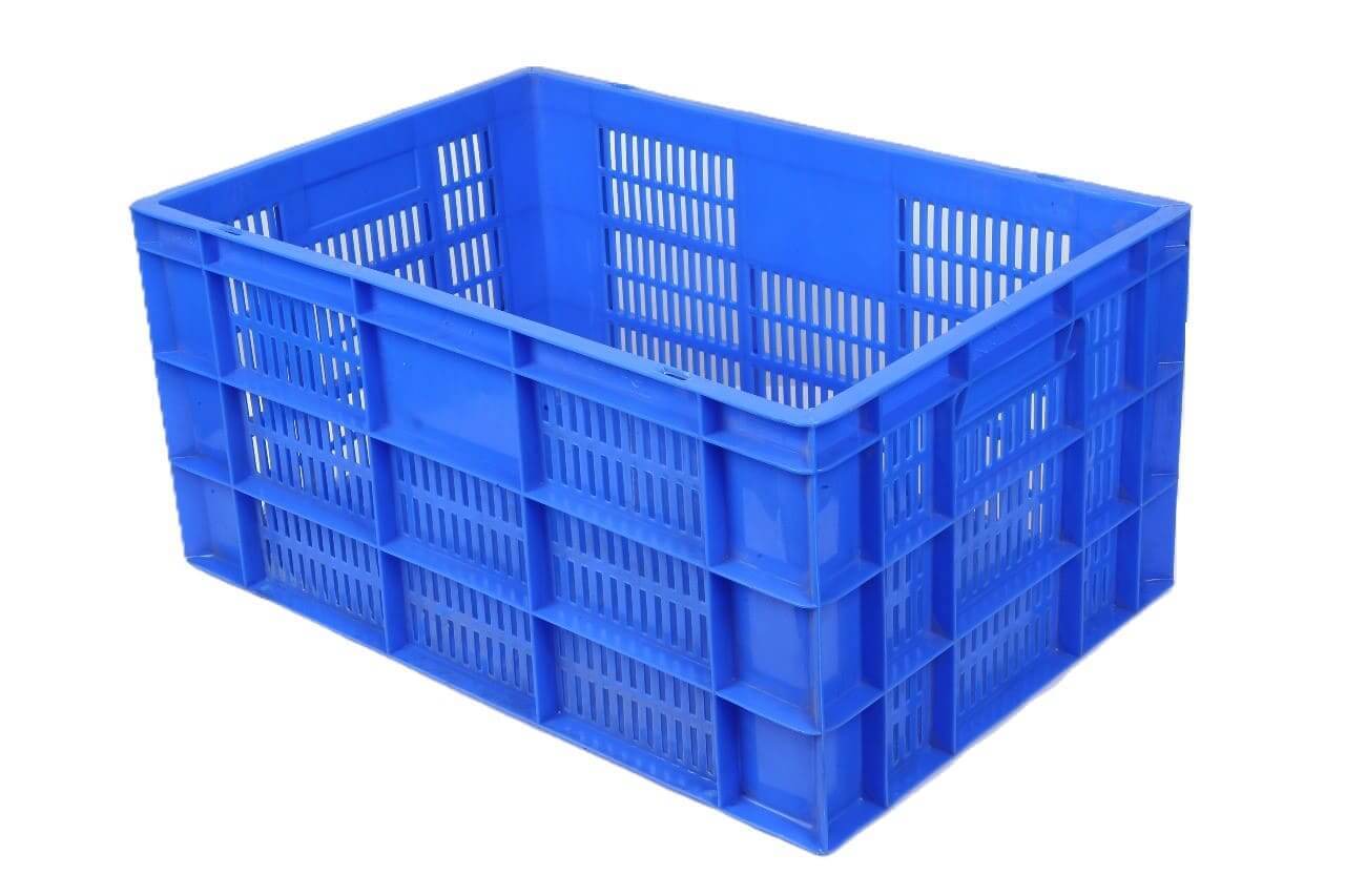 Blue ventilated plastic crate in UAE